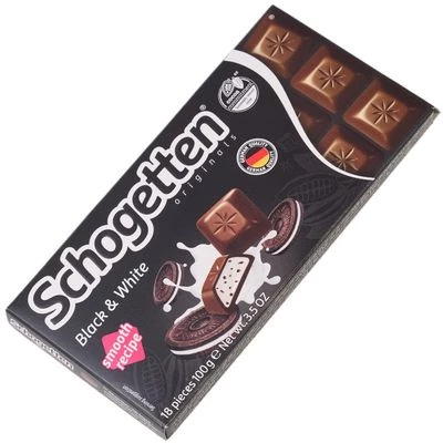 Шоколад молочный Schogetten Black&White с кусочками печенья Германия 100г -1}