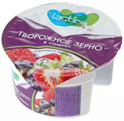 Творожное зерно Клубника и Черника 5% жир., 130г