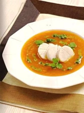 Тыквенный суп с гребешками