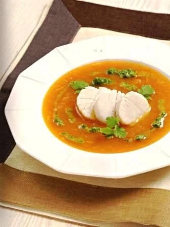 Тыквенный суп с гребешками