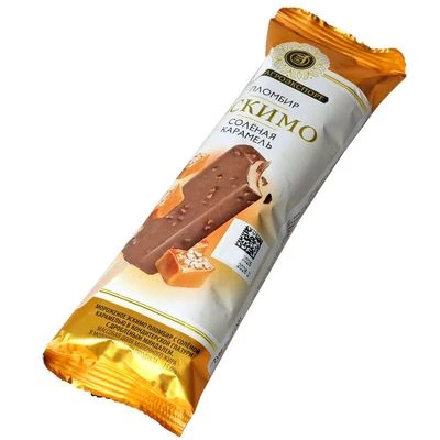 Мороженое пломбир эскимо Ростагроэкспорт Соленая карамель с дробленым миндалем 15% жир. 65г-0}