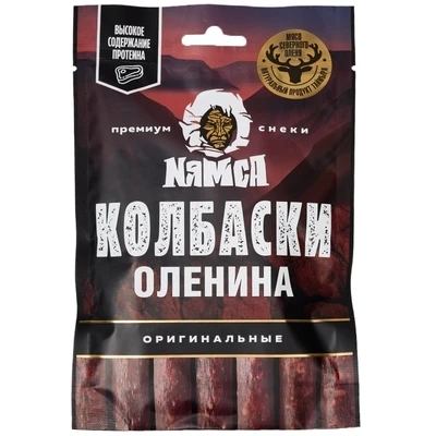 Колбаски из оленины сырокопченые 60г-0}