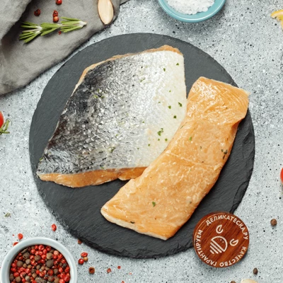 Филе лосося в медово-горчичном маринаде от Шефа ~350г-0}