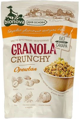 Мюсли Ореховые хрустящие запеченные без сахара Bionova 400г -0}