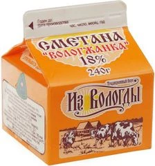 Сметана Вологжанка 18% жир. 240г 