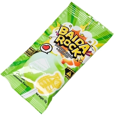 Карамель на палочке со взрывной карамелью Освежающий лимонад Япония 12г-1}