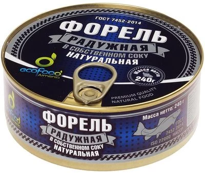 Форель радужная натуральная в собственном соку кусок 240г-0}