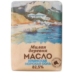 Масло сливочное с крымской морской солью 82.5% жир. Милая Деревня 180г
