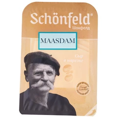 Сыр Маасдам Schonfeld 45% жир. нарезка 125г