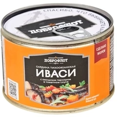 Иваси с овощным гарниром в томатном соусе Доброфлот 245г