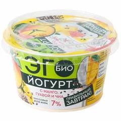Биойогурт ЭГО с манго, гуавой и семенами чиа 7% жир. Правильный завтрак 180г 