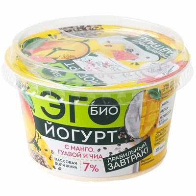 Биойогурт ЭГО с манго, гуавой и семенами чиа 7% жир. Правильный завтрак 180г -0}