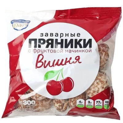 Пряники заварные глазированные с фруктовой начинкой Вишня 300г-0}