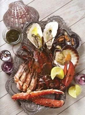 Микс из морепродуктов на барбекю