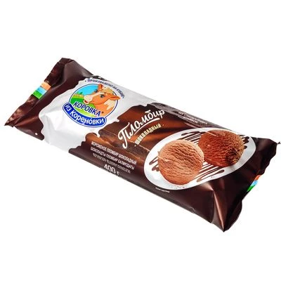 Мороженое Пломбир шоколадный 15% жир. Коровка из Кореновки 400г-1}