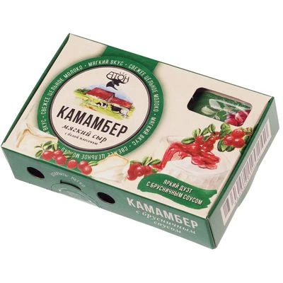 Набор сыр Камамбер с брусничным соусом 50% жир. Атон 100г-1}