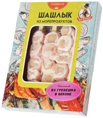 Шашлык из гребешка в беконе 300г