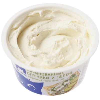 Творожный сыр Милград с маринованными огурчиками и зеленью 60% жир. 130г-1}