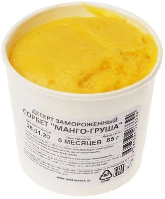 Сорбет манго-груша десерт замороженный натуральный Деликатеска 85г-0}