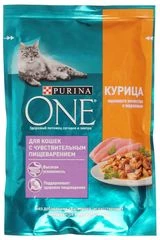 Влажный корм для кошек с чувствительным пищеварением Purina One Курица и морковь 75г