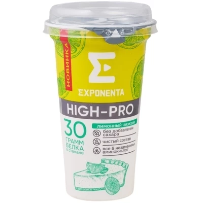 Напиток протеиновый кисломолочный Exponenta High-Pro Лимонный чизкейк 250г-0}
