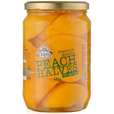 Персики половинки отборные в сиропе Delphi Греция 680г-0}