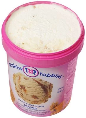 Мороженое Баскин Роббинс Пралине сливочное ванильное с орехами пекан в пралине и прослойкой сливочной карамели 1л-0}