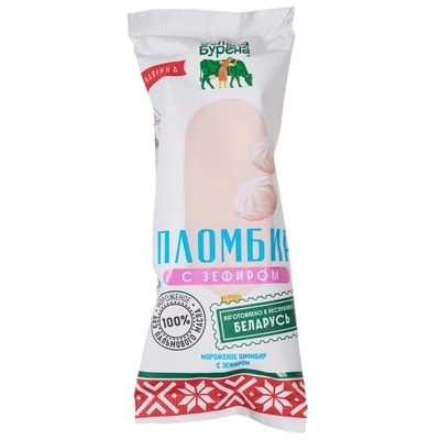 Мороженое пломбир с зефиром Зелёна-Бурёна 12% жир. 70г-0}
