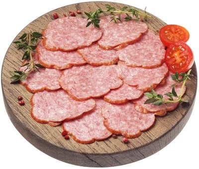Колбаса Салями варено-копченая Мясное раздолье нарезка ~90г РАСПРОДАЖА-0}