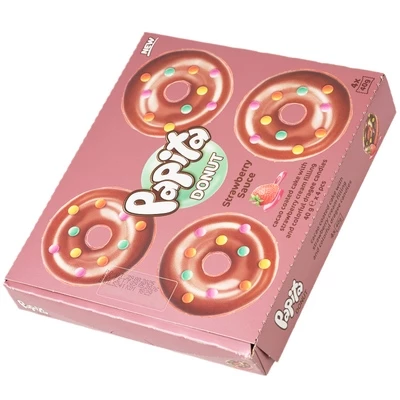Кекс Papita Donut с какао глазурью, клубничной начинкой и цветным драже Бельгия 160г-1}