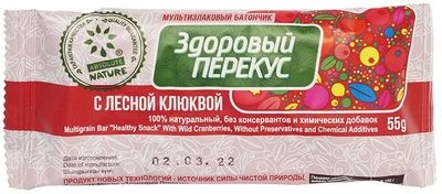 Батончик-мюсли Здоровый перекус с клюквой Absolute Nature 55г-1}