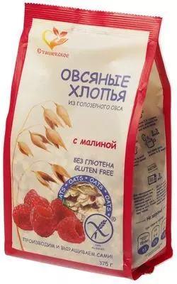 Овсяные хлопья из голозерного овса с малиной без глютена 375г - купить ...