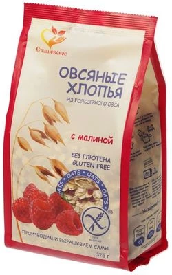 Овсяные хлопья из голозерного овса с малиной без глютена 375г-1}