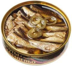 Шпроты в масле с перцем халапеньо тушки 160г