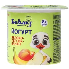 Йогурт детский с наполнителем Яблоко-персик-банан 3% жир. Беллакт Белоруссия 100г