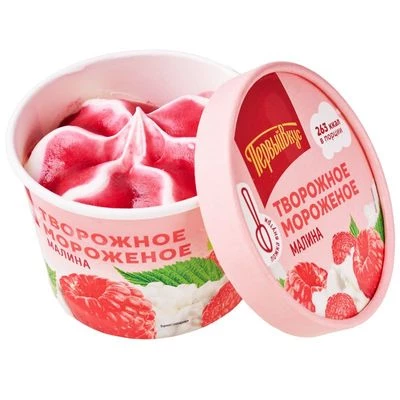 Мороженое с малиновым джемом творожное 7.5% жир. 135г-0}