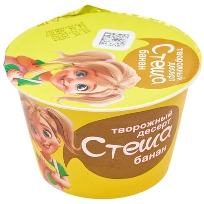 Творожный крем-десерт банан Стеша 5% жир. 100г-0}