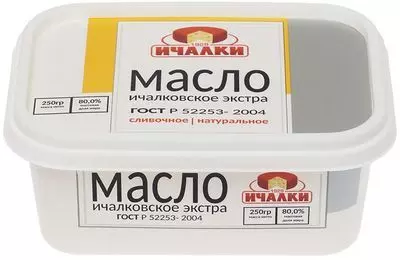 Масло сливочное Ичалковское Экстра 80% жир. 250г купить в Москве с доставкой на дом от интернет магазина