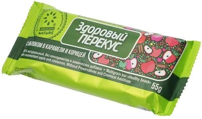 Батончик-мюсли Здоровый перекус с яблоком и корицей в карамели 55г-1}