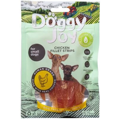 Лакомство для собак мелких пород Догги Джой Полоски из куриного филе 55г-0}
