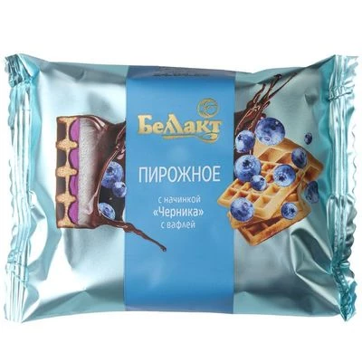 Пирожное с творогом с вафлей с начинкой Черника 23% жир. Беллакт Белоруссия 100г-0}