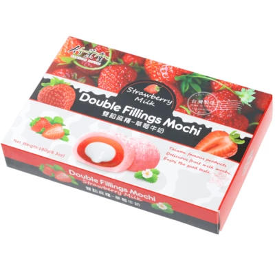 Японское рисовое пирожное Моти Клубника с молоком 180г-0}