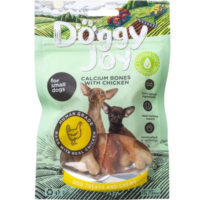 Лакомство для собак мелких пород Догги Джой Кальциевые косточки с курицей 55г-0}