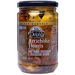 Αртишоки в масле с сушеными томатами и маслинами Каламата Delphi Греция 290г