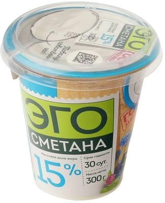 Сметана Эго 15% жир. 300г-0}