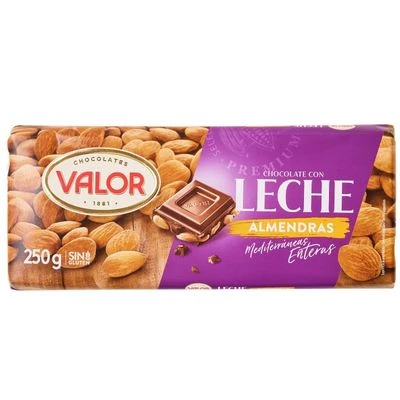 Шоколад молочный Valor с миндалем Испания 250г-0}