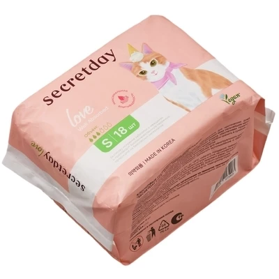 Гигиенические прокладки хлопковые Secretday Love Well Absorbed размер S Корея 18шт-0}