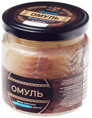 Омуль слабосоленый филе ломтики в масле 190г-0}