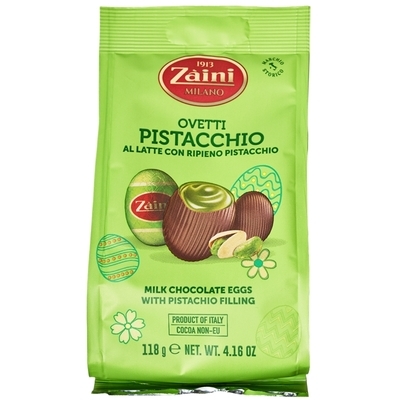 Яйца из молочного шоколада с фисташковым кремом Zaini Италия 118г-0}
