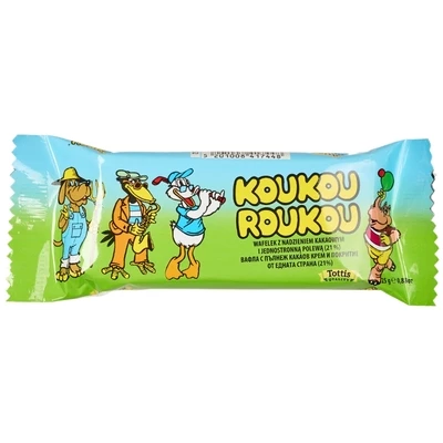 Вафли Koukou Roukou с молочным шоколадом и начинкой из какао-крема Греция 25г-1}
